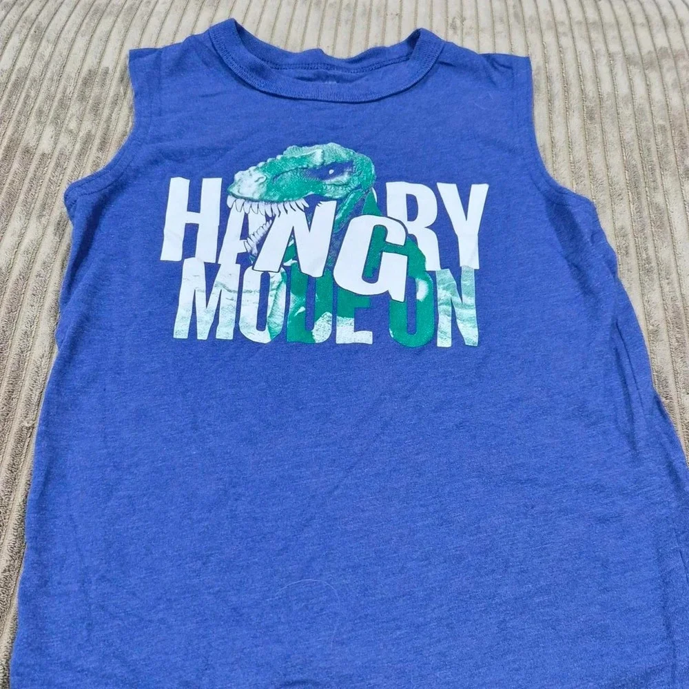 The Children's Place Place Sport Boys Blue Dinosaur Muscle Tank Top